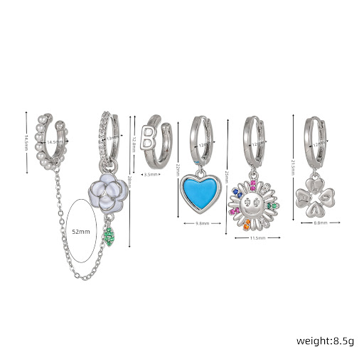 Title 6, Micro-inlaid Color Zircon SUNFLOWER Ear Clip Fa...