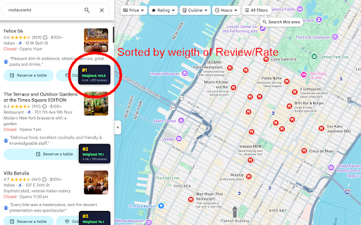 Google Maps Weighted Sorter
