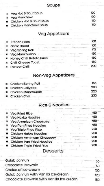 Monu's Diner menu 