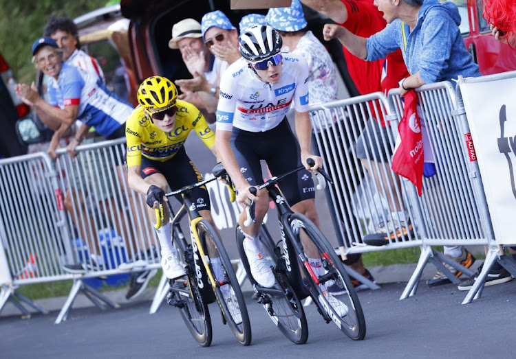 UAE Team Emirates’ Tadej Pogacar and Team Jumbo–Visma's Jonas Vingegaard during stage 15 of the Tour de France, July 16 2023. Picture: GARNIER ETIENNE/REUTERS