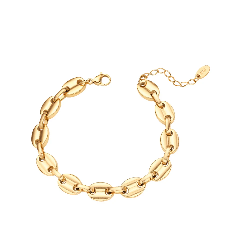 Bracelet femme chaîne nez de cochon acier titane or 18K – Bijou tendance et durable, idéal pour un style unique et raffiné au quotidien.