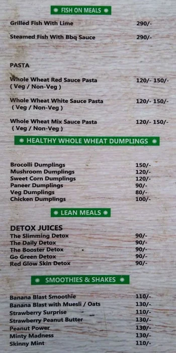 Diet Cravings menu 