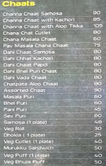 Nandhiniee Sweets menu 