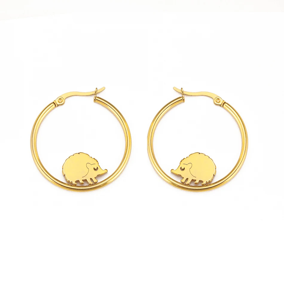 Cute Personality Big Ear Welding Hedgehog Stainless Steel Earrings, a charming accessory adding unique style, perfect fo
