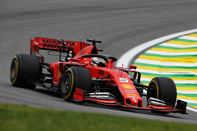 Sebastian Vettel of Germany driving the (5) Scuderia Ferrari SF90 on track during practice for the F1 Grand Prix of Brazil at Autodromo Jose Carlos Pace on November 15, 2019 in Sao Paulo, Brazil.