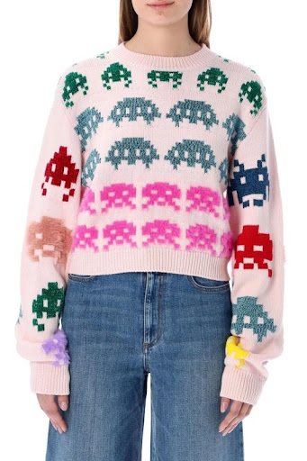 Title 1, Design Contrast Jacquard Versatile Pullover Swe...