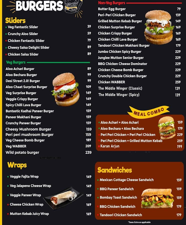 Wat A Burger - India Ka Burger menu 