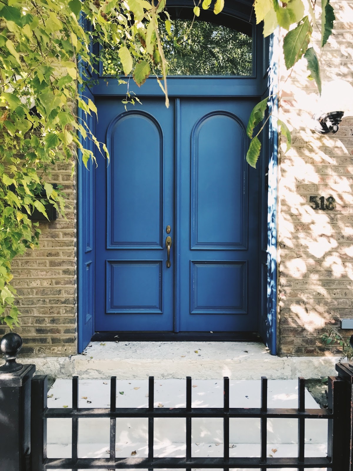 Muted cobalt blue country cottage door