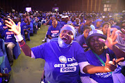 DA supporters at the launch of the DA's 'Rescue South Africa' tour at Eersterus community hall in Tshwane on Wednesday April 10 2024.