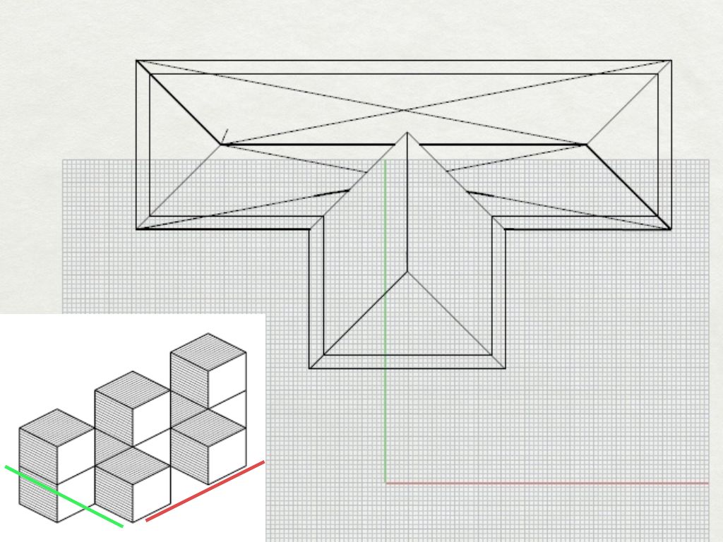 Showing where an axonmetric lines up in Rhino