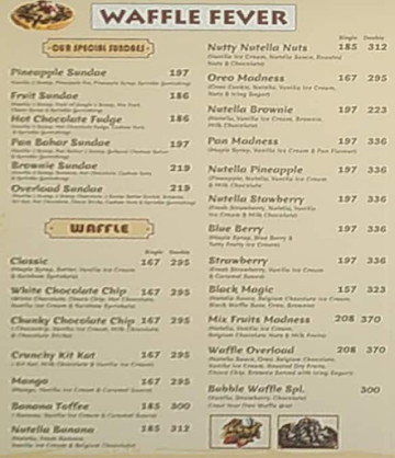 Waffle Fever menu 