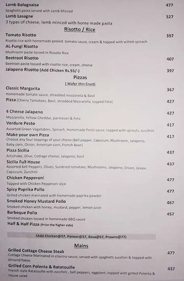 La Sicilia Bistro & Patisserie menu 