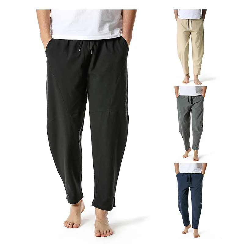 Pantalones Casuales Sueltos de Lino y Algodón para Hombre Color Sólido Rectos Amplios Perfectos para la Comodidad y Estilo Veraniego