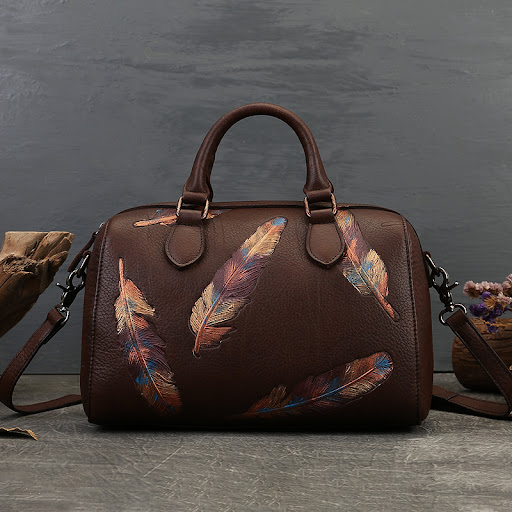 Title 7, Feather Embossed Leather Womens Casual Bag, a ...