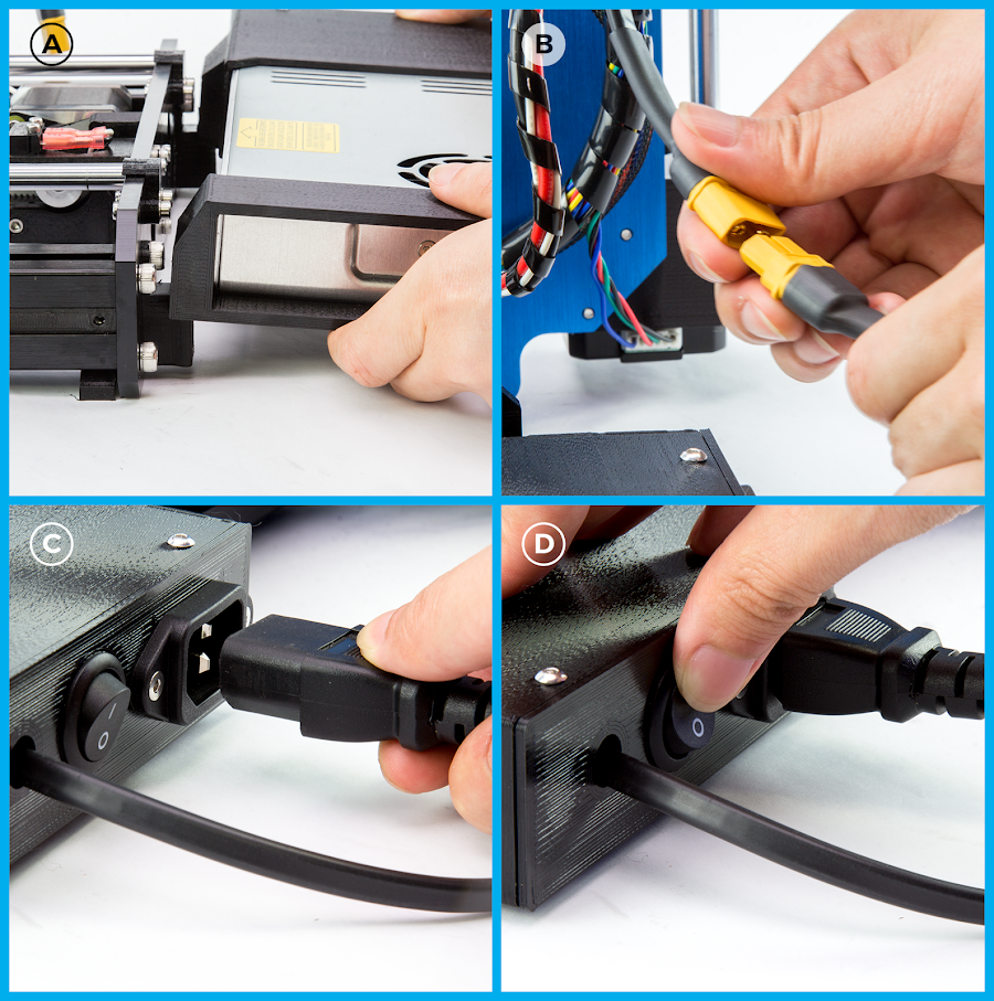 Attach and connect the power supply to the back of the Pulse printer.