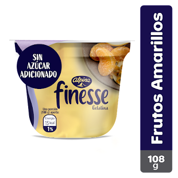 Gelatina Finesse Alpina Sin Azúcar Sabor A Frutos Amarillos x 108 gr  