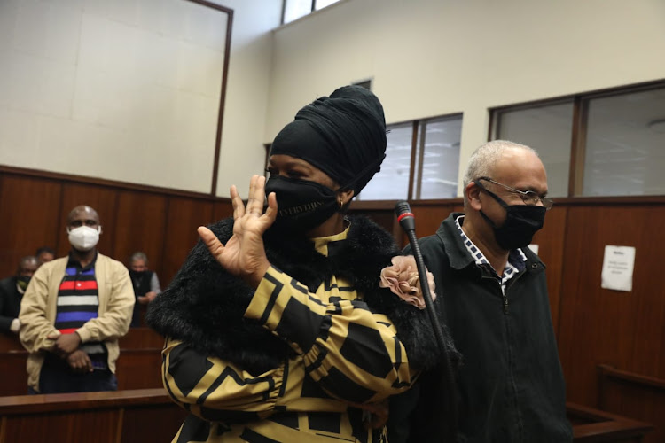 Former KwaZulu-Natal top cop Mmamonnye Ngobeni appears alongside her co-accused, former police officer Aswin Narainpershad. The two, together with businessman Thoshan Panday and former police officer Navin Madhoe, are facing corruption charges.