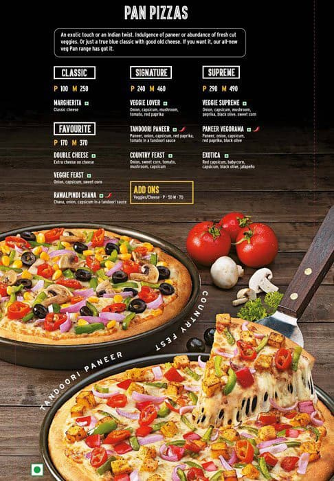 Pizza Hut menu 