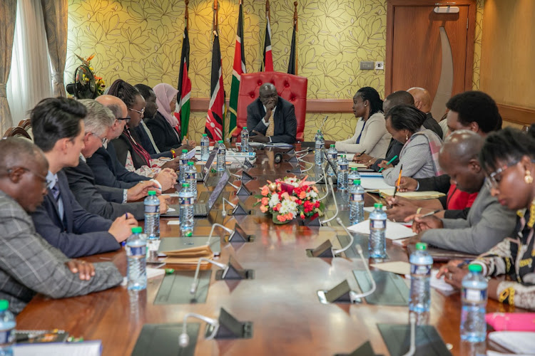 Deputy President Rigathi Gachagua at consultative meeting with the Nairobi county government officials and the private sector on November 24, 2022.