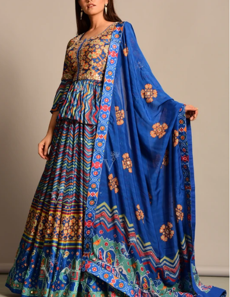 Design #6: Blue Peplum Lehenga