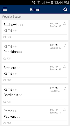 Football Schedule for Rams