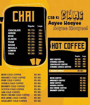 Chai Tapri menu 