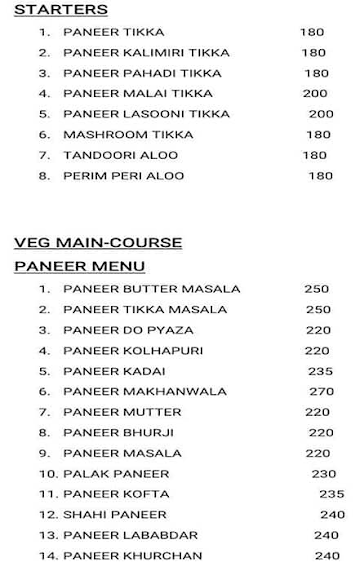 Veg Adda menu 