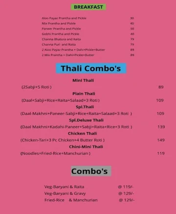 New Deluxe Rasoi menu 