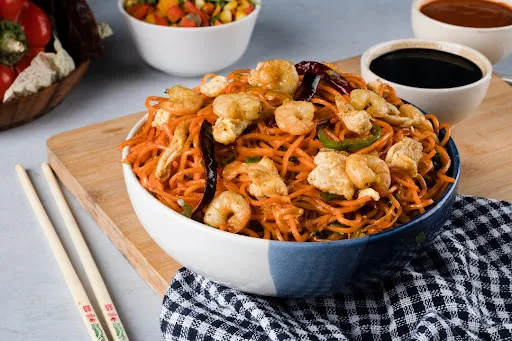 Egg Prawn Chilli Garlic Hakka Noodles