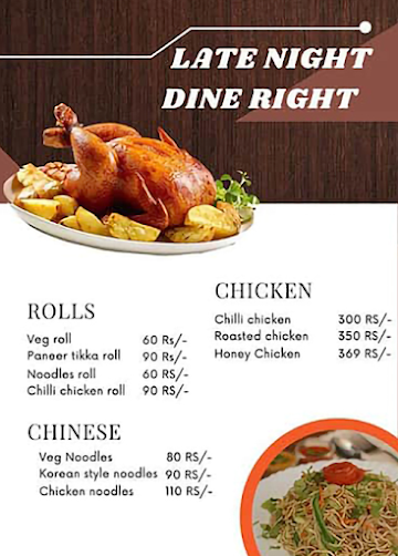 Late Night Dine Right menu 