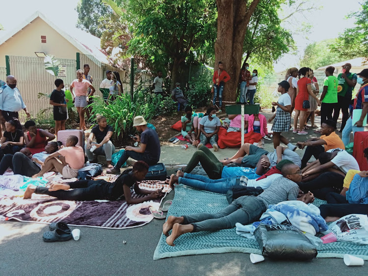 Students from the University of KwaZulu-Natal Pietermaritzburg campus claim they have been forced to sleep outside the campus gates because they have not been given a place to stay.