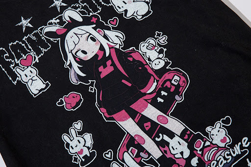 Title 14, Anime Girl Print Short Sleeve T-shirt for Men a...