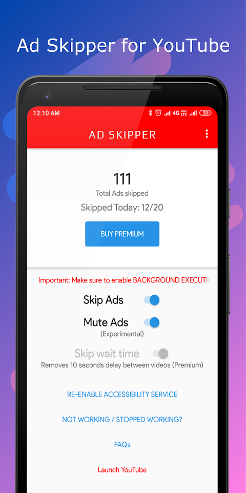 Ad Skipper+ for YouTube - Skip, Mute YouTube ads ✔のおすすめ画像1