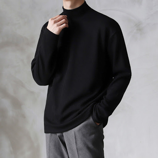 Title 3, Mens Half Turtleneck Bottoming Shirt Pure Cott...