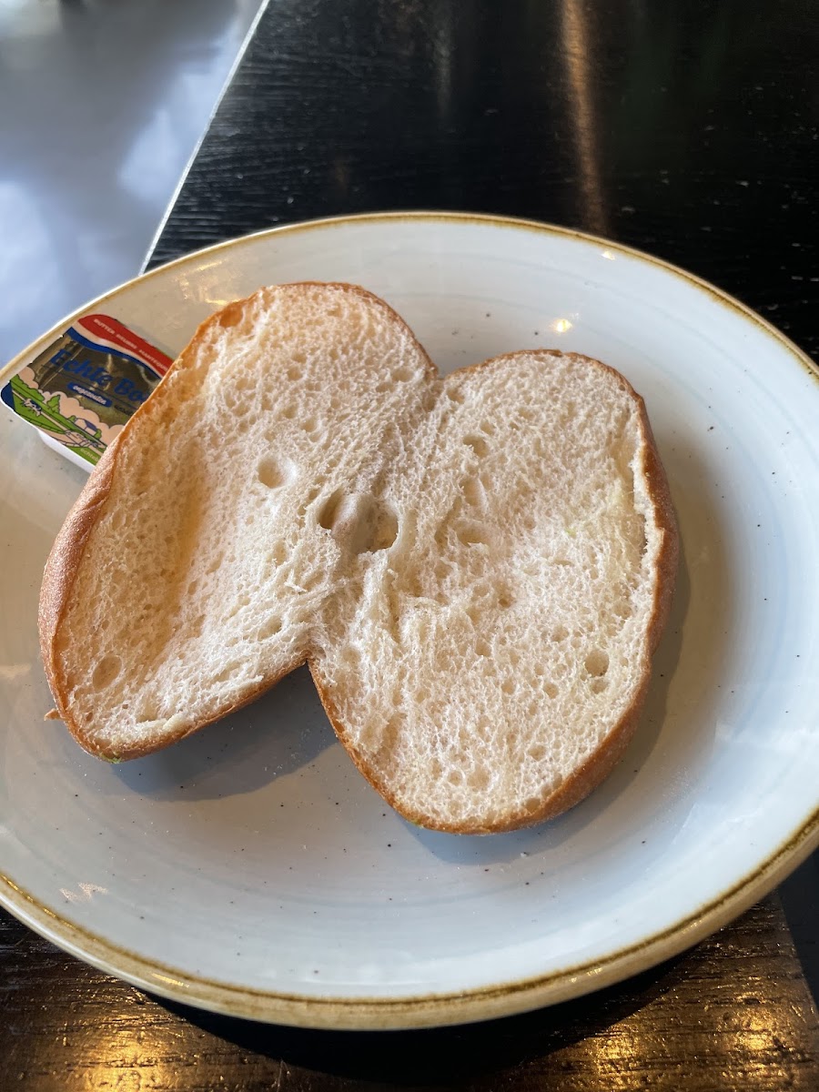 Side of warm gluten-free bread they brought out with my salad