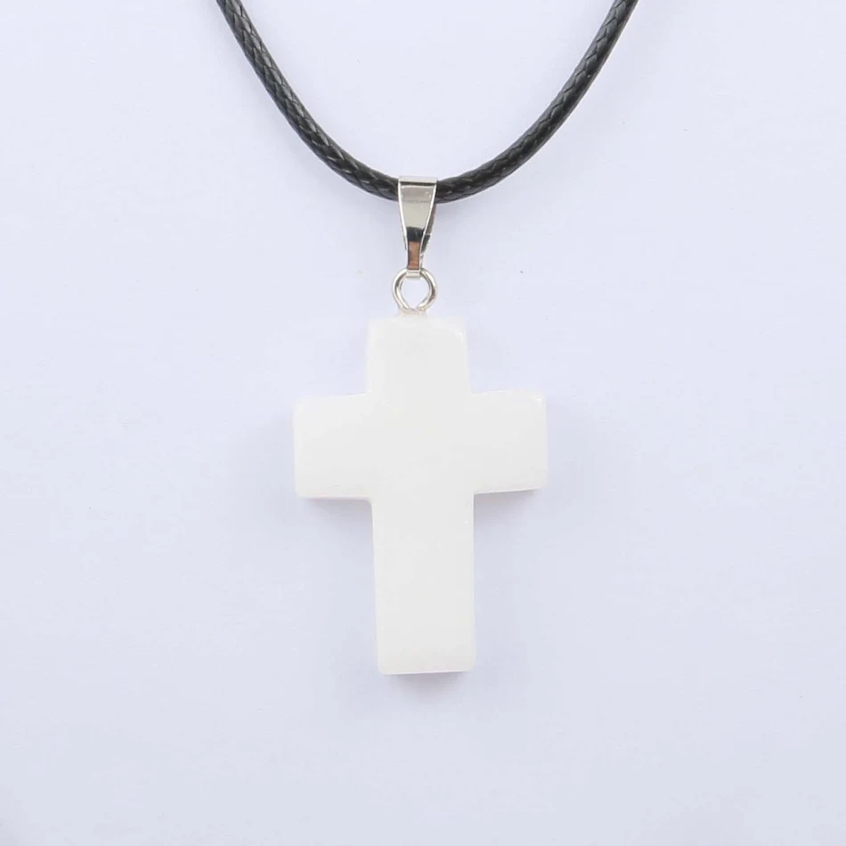 Fashion Natural Stone Cross Necklace Stylish Religious Jewelry for Men and Women Perfect Gift Durable and Elegant Access
