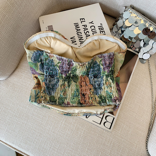 Title 7, Floral Strapless Vest Summer Backless Oil Paint...