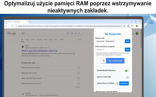 Zawieszacz zakładek – Zwolnij pamięć RAM i zwiększ prędkość przeglądarki