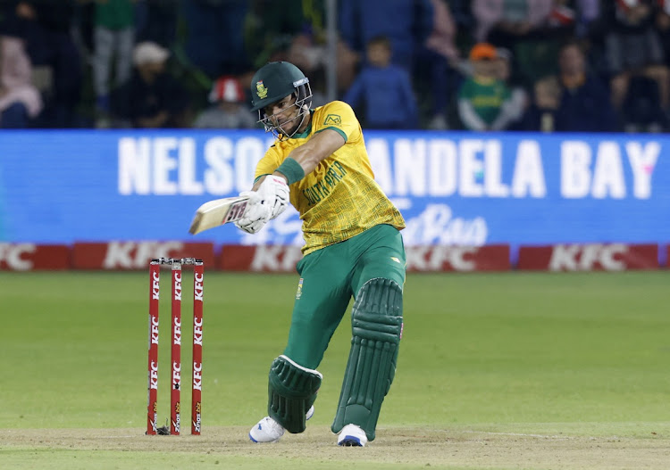 South Africa's Reeza Hendricks on his way to a match-winning 49 runs from 27 balls at St George's Park on Tuesday night.