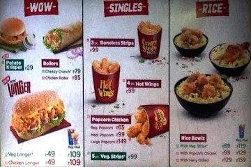 KFC menu 