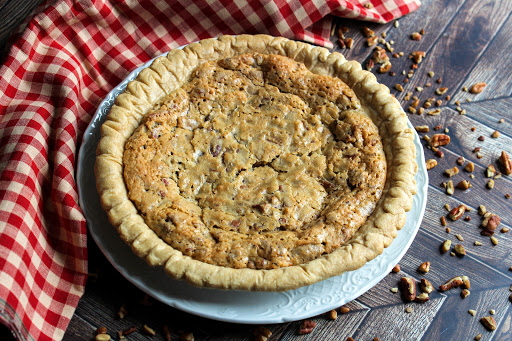 Cafe South's Pecan Pie ready to be sliced.