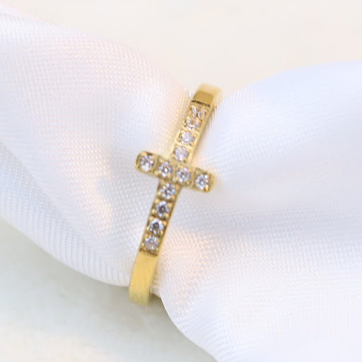 Title 2, Simple Style Diamond 304 Titanium Steel Cross R...