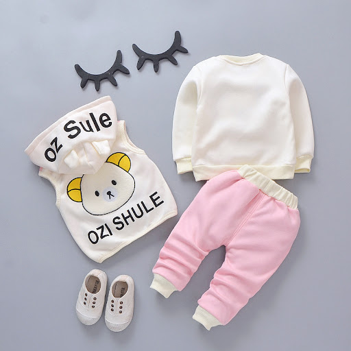 Title 2, Three-piece cartoon bear with velvet thickening...