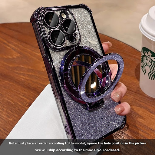Title 6, iPhone 16 Phone Case with glitter, folding brac...
