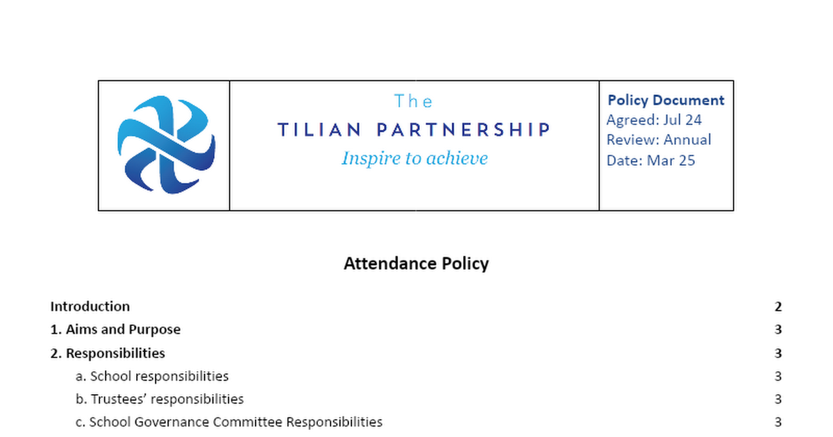 Tilian Attendance Policy