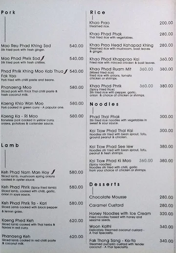 Tamnak Thai menu 