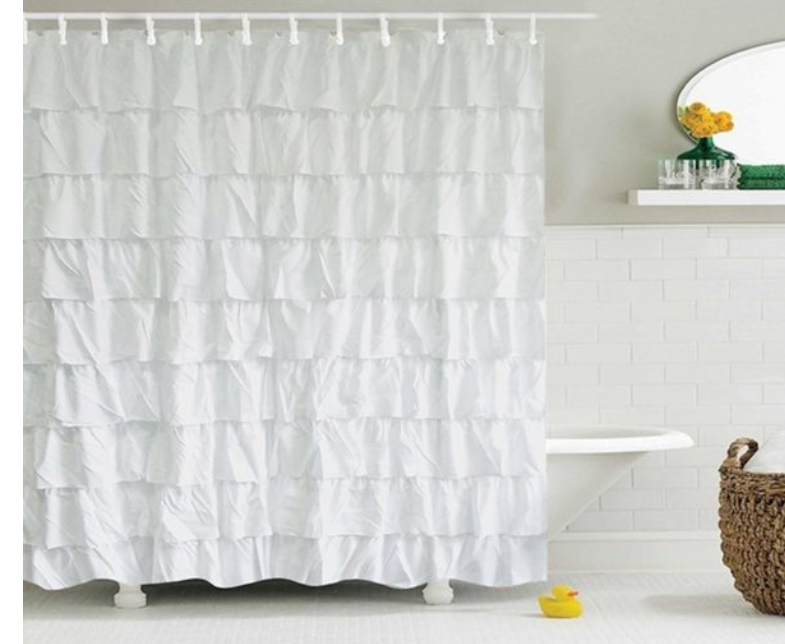 Silver Edge Handmade Waterproof and Mildew-proof Shower Curtain with C Plastic Hooks. Keeps your bathroom clean, dry, an