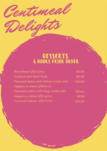 Centimeal Delights menu 