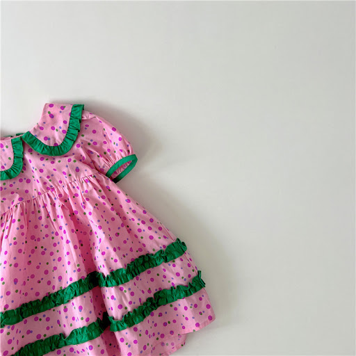 Title 4, Childrens Korean Style Dress with Contrast Col...