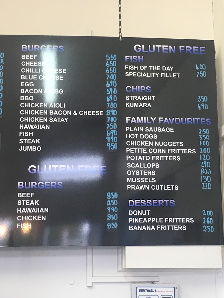 Gluten Free Menu at Ascot Takeaways as of 21/12/2018